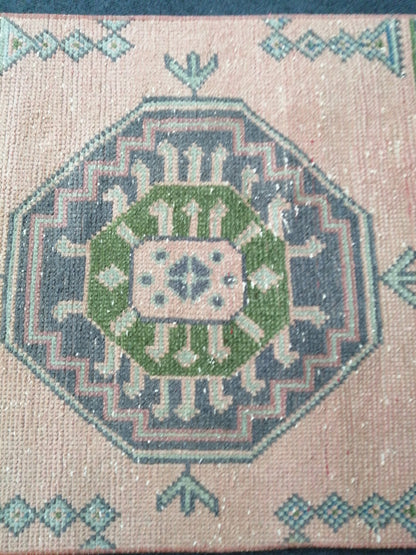 2.3 x 11.2 Oushak Runner Turkish Runner Rug Vintage Runner Rug Hallway Runner Rug Turkish Rug Runner Wool Runner Rug Green and Pink Runner