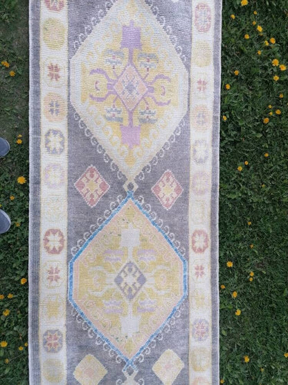 Oushak wool runner 3x13 turkish  oushak new production handmade rug, hallway runner rug