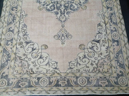 Antique OUSHAK RUG 6.5 x 11.3 Distressed TURKISH  Rug Muted Vintage Rug ,Vintage  Rug Wool Oushak Rug Hand Made Rugs Vintage Muted Rug