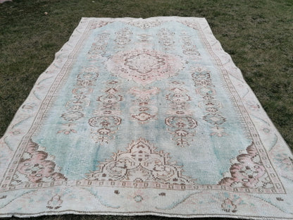 Vintage rug,5'8x9 wool oushak rug, handmade area rug