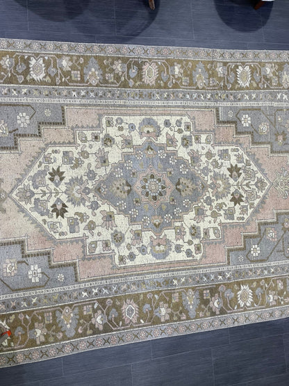 Handmade Rug, 5.7 x 10.9 Hand Knotted Rug, Oushak Rug, Rustic Rug, Bohemian Rug, Turkish Rug, Antique Rug, Vintage Rug, Wool rug