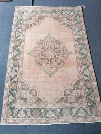 Natural handmade wool rug 3'5x5'4 living room rug, bohemian rug, vintage rug,oushak rug, entery rug