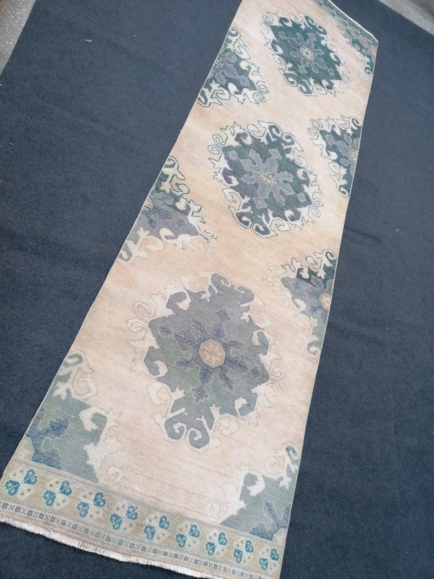 3.4 x 11.8 oushak turkish runner rug, vintage runner rug, Hand Knotted Runner - Handmade rug