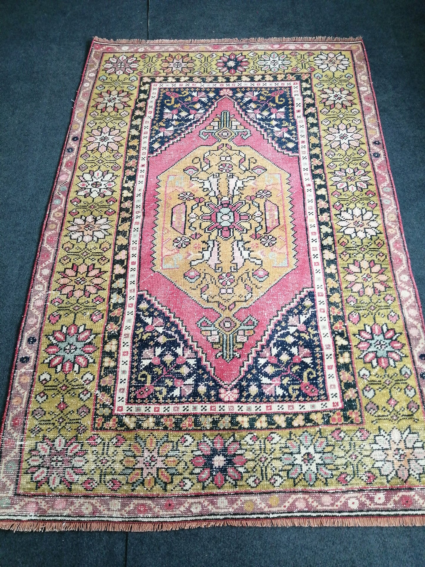 5.6 x 3.7 OUSHAK RUG TURKISH Oushak Rug Vintage Oushak Runner Rug Vintage Runner Rug Wool Oushak Rug Hand Made Rugs Vintage Turkish Rug