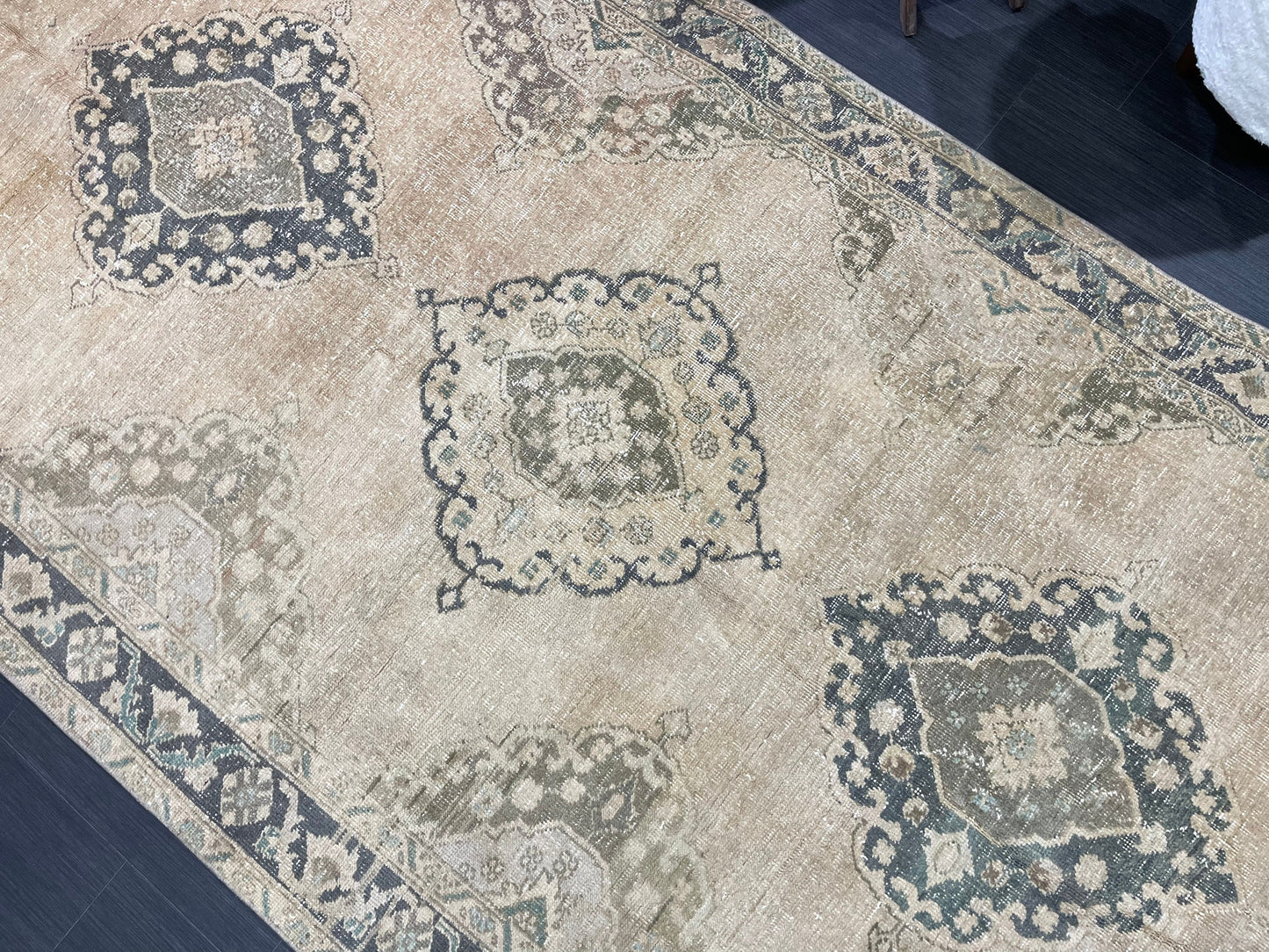 Muted Vintage Runner Rug Vintage Oushak Runner Rug 4.7 x 13 Hallway Runner Rug Turkish Kitchen Runner Rug Antique Wool Oriental Runner Rug