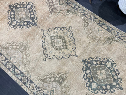 Muted Vintage Runner Rug Vintage Oushak Runner Rug 4.7 x 13 Hallway Runner Rug Turkish Kitchen Runner Rug Antique Wool Oriental Runner Rug