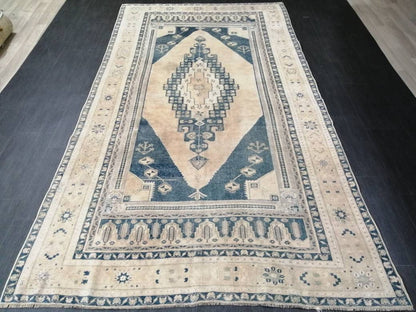 OUSHAK RUG 9.5 x 5.2 TURKISH Oushak Rug  Vintage Oushak Rug Muted Vintage Oriental Rug Wool Oushak Rug Hand Made Rug Vintage Persian Rug