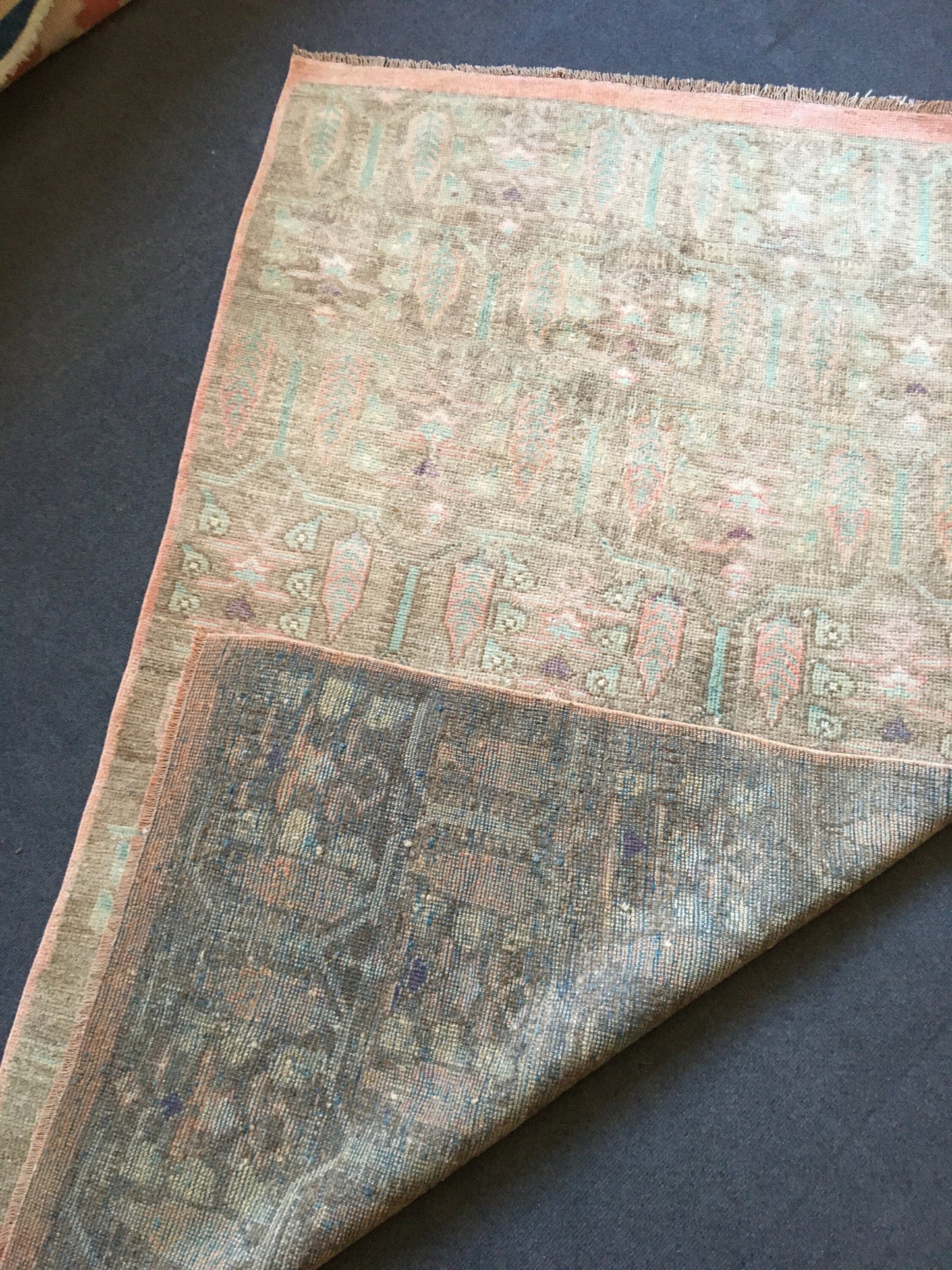 3.5x6 feet handmade vintage rug, turkish large bedroom rug, living room wool muted rug, wide kitchen area rug, oushak large bathroom rugs