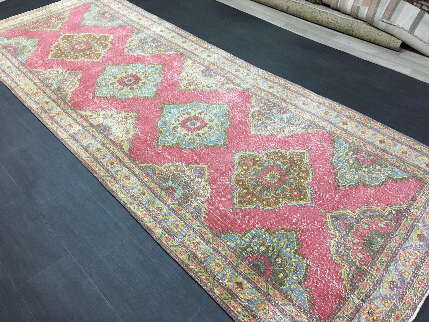 Vintage Handmade Runner 5 x 13 Vintage Runner Hand Knotted TURKISH Runner Vintage Runner Distressed Vintage Persian Muted Runner Rug