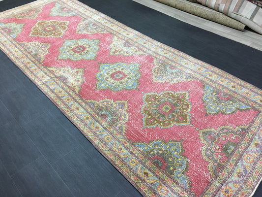 Vintage Handmade Runner 5 x 13 Vintage Runner Hand Knotted TURKISH Runner Vintage Runner Distressed Vintage Persian Muted Runner Rug