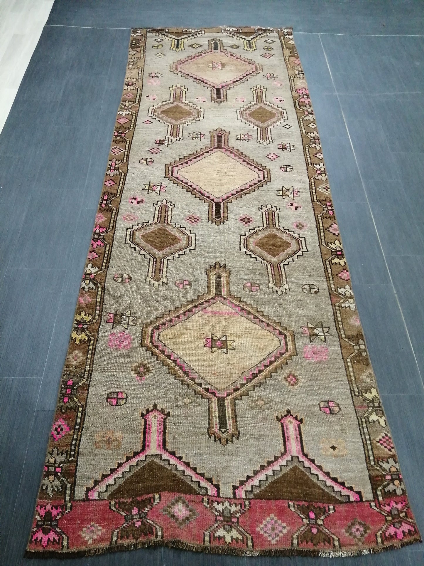 3.8 x 10.4 Oushak Runner Rug Turkish Runner Rug Vintage Runner Rug Hallway Runner Rug Kitchen Runner Rug Wool Runner Rug Wool Oushak Rug
