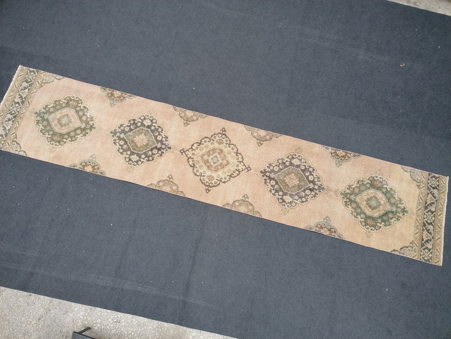 13'x2'8 runner rug, vintage turkish runner rug, oushak vintage runner rug, vintage runner rug,kitchen runner rug, vintage anatolian rug