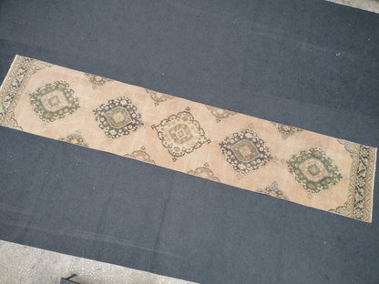 13'x2'8 runner rug, vintage turkish runner rug, oushak vintage runner rug, vintage runner rug,kitchen runner rug, vintage anatolian rug