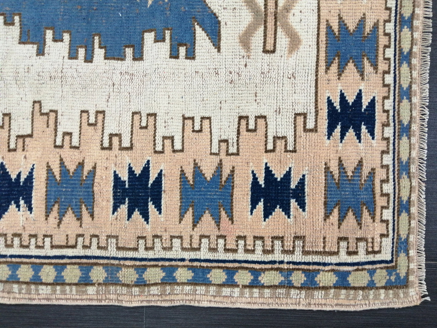 Oushak Runner Rug 6.2 x 4.1 Turkish Runner Rug Vintage Runner Rug Hallway Runner Rug Kitchen Runner Rug Blue Wool  Rug Wool Oushak Rug