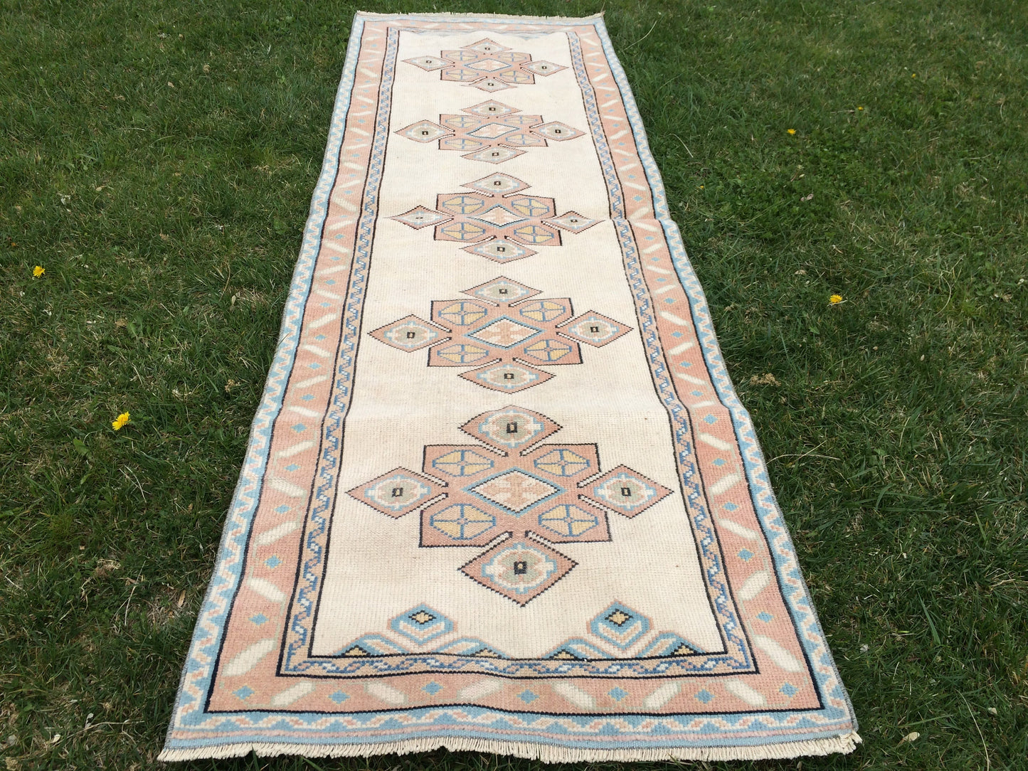 Muted RUNNER Rug, 3x8 Boho RUNNER Rug, Rug Oushak, Oushak Runner Rug, Vintage Turkish Rugs, Oushak Rug, Turkish Oushak Rug,8 x 3 RUNNER Rug