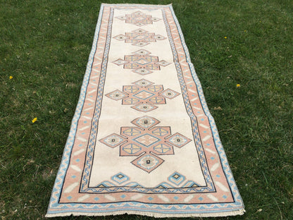Muted RUNNER Rug, 3x8 Boho RUNNER Rug, Rug Oushak, Oushak Runner Rug, Vintage Turkish Rugs, Oushak Rug, Turkish Oushak Rug,8 x 3 RUNNER Rug