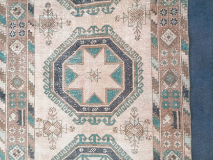 12'7x4'8 oushak turkish runner rug, vintage turkish runner rug, oushak vintage rug,vintage rug,kitchen rug, vintage anatolian rug, hand made