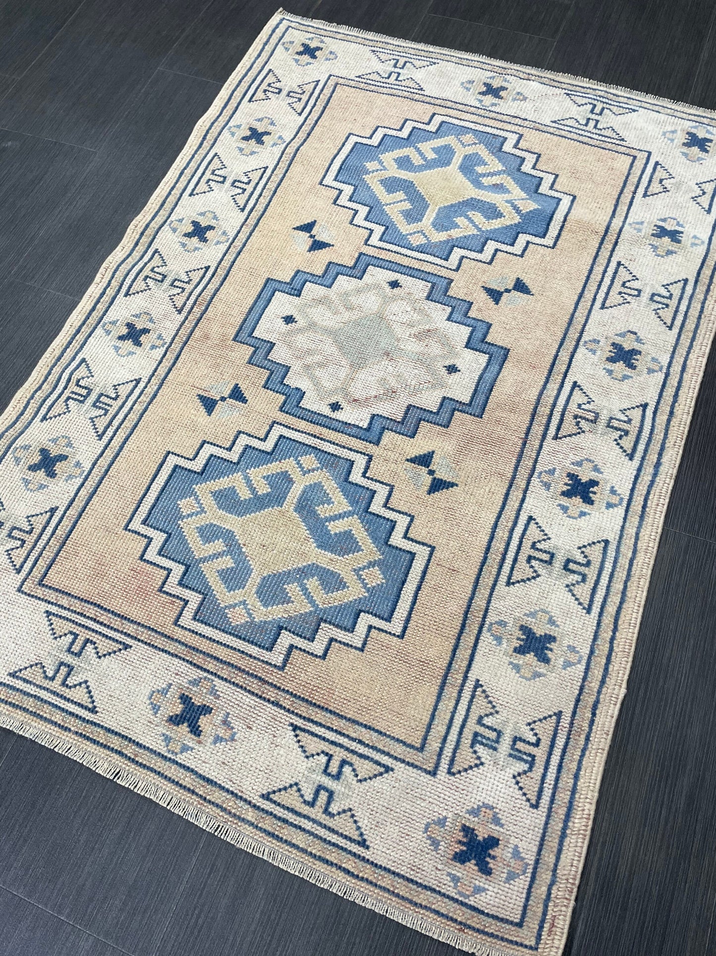 Hand Knotted Rug, Wool RUG, TURKISH Rug 3x4 ft, Vintage Oushak Rug, Vintage Persian Rug, Wool Oushak Rug, Handmade Vintage Rug