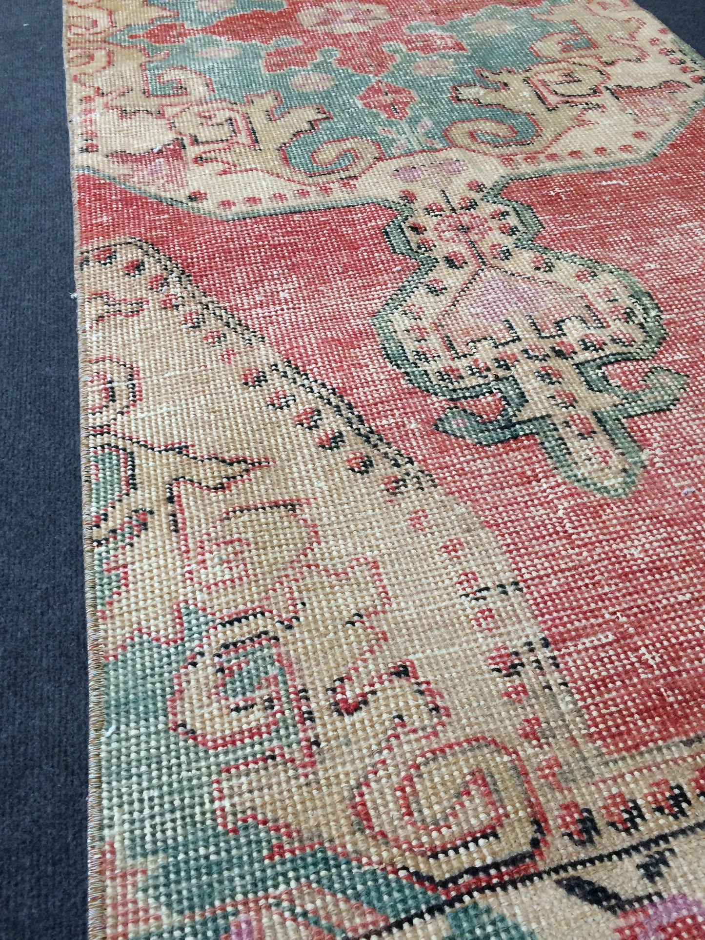 7.2 x 2.6 Turkish Runner Rug, Oushak Rug, Oushak Rugs,  Oushak Runner Rugs, Runner Rug, Vintage Runner Rug, Hand Made Rug