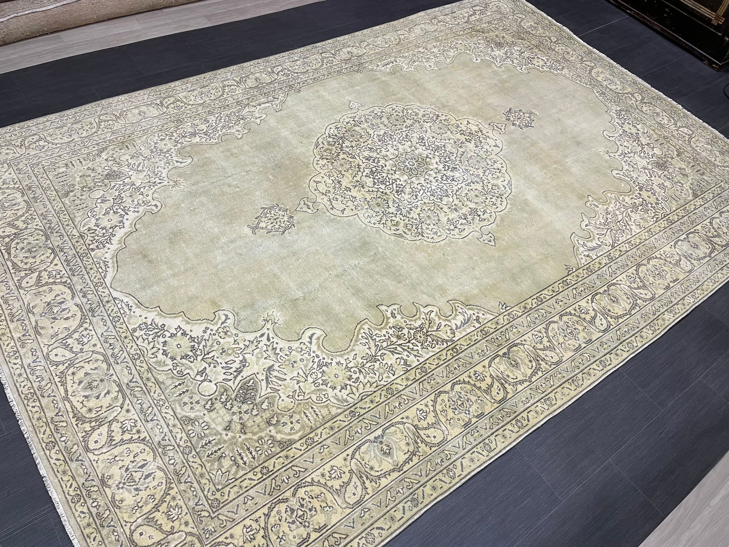 Vintage Turkish Rug Vintage Green 7x10 ft Rug, Oriental Rug Wool Rug Fine Hand Knotted Vintage Rug HandMade Rug Persian Rug