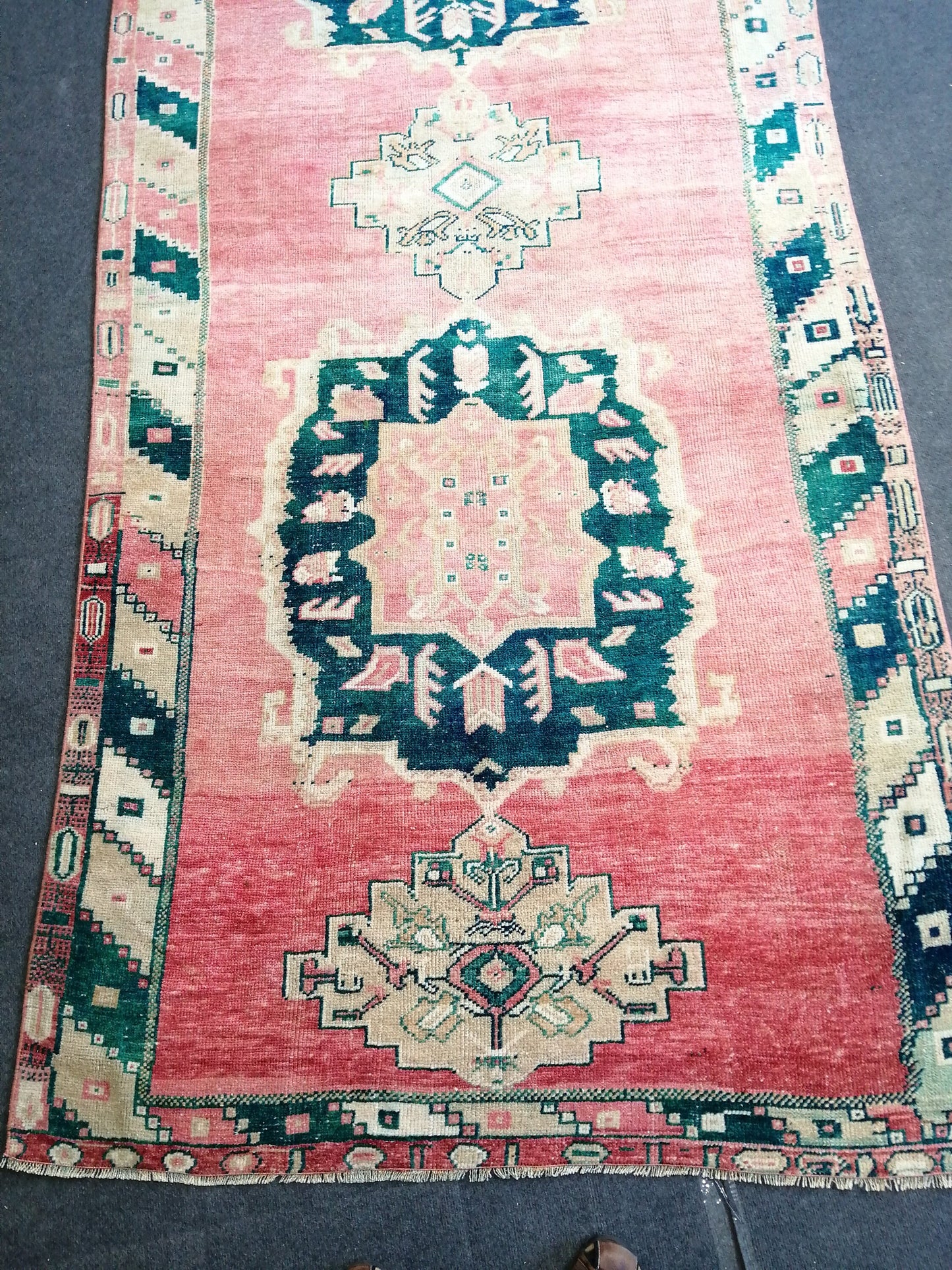 Handmade  Runner RUG TURKISH 4.4 x 10.9 Rug Vintage Oushak Runner Rug Vintage Runner Rug Wool Oriental Rug Vintage Turkish Rug