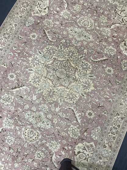 Persian RUG 6.3 x 9.6 Fine Hand Knotted Rug Turkish Vintage Oriental Rug Navy Vintage Rug Fine Wool Antique Rug Muted Living room Rug