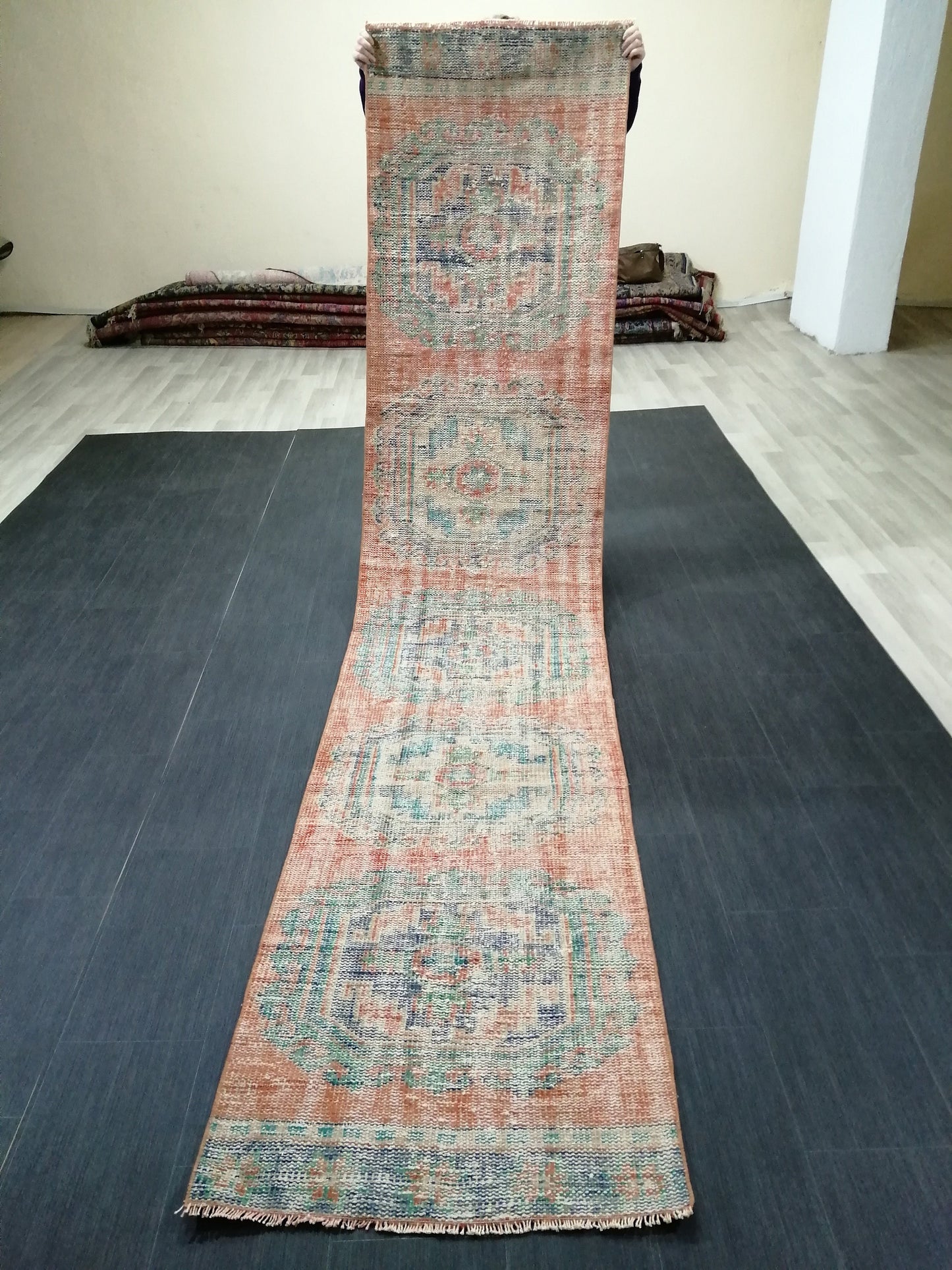 11.4 X 2.4 Oushak Runner Rug Turkish Runner Rug Vintage Runner Rug Hallway Runner Rug Kitchen Runner Rug Wool Runner Rug Wool Oushak Rug