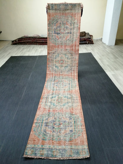 11.4 X 2.4 Oushak Runner Rug Turkish Runner Rug Vintage Runner Rug Hallway Runner Rug Kitchen Runner Rug Wool Runner Rug Wool Oushak Rug