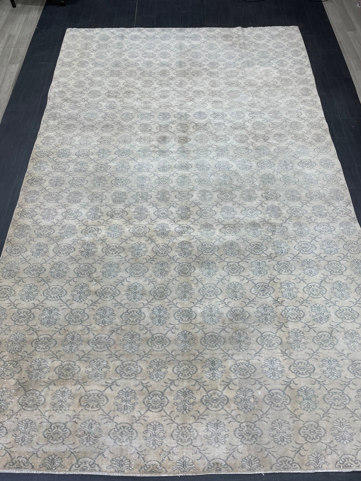 Muted RUG TURKISH 7.4 x 12 Rug Vintage Rug Natural Wool Oushak Rug Handmade Persian Rugs Vintage Turkish Rug Neutral Oriental rug