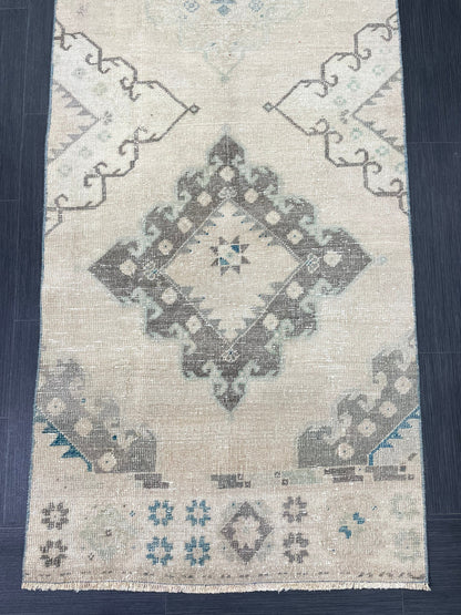 Muted Vintage Runner Rug Persian Runner Rug 2.8 x 11.2 Hallway Runner Rug Turkish Runner Kitchen Runner Rug Antique Wool Oriental Runner