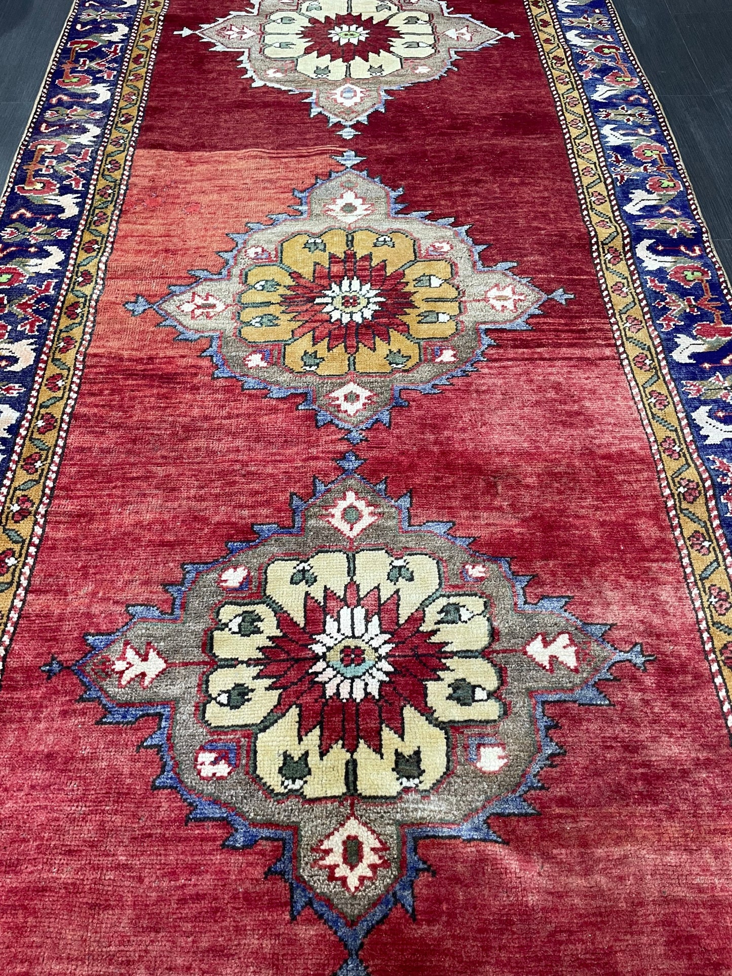 Wool Rug, TURKISH Handmade 4.5 x 9.6 Rug, Vintage Turkish Rugs, Anatolian Oushak Rug, Turkish Oushak Rug, Vintage Oushak Rug, Hand Knotted