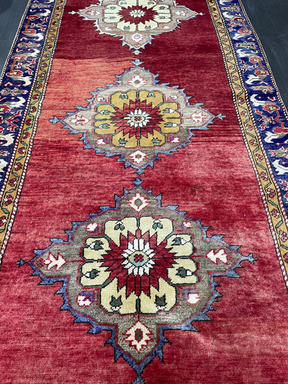 Wool Rug, TURKISH Handmade 4.5 x 9.6 Rug, Vintage Turkish Rugs, Anatolian Oushak Rug, Turkish Oushak Rug, Vintage Oushak Rug, Hand Knotted