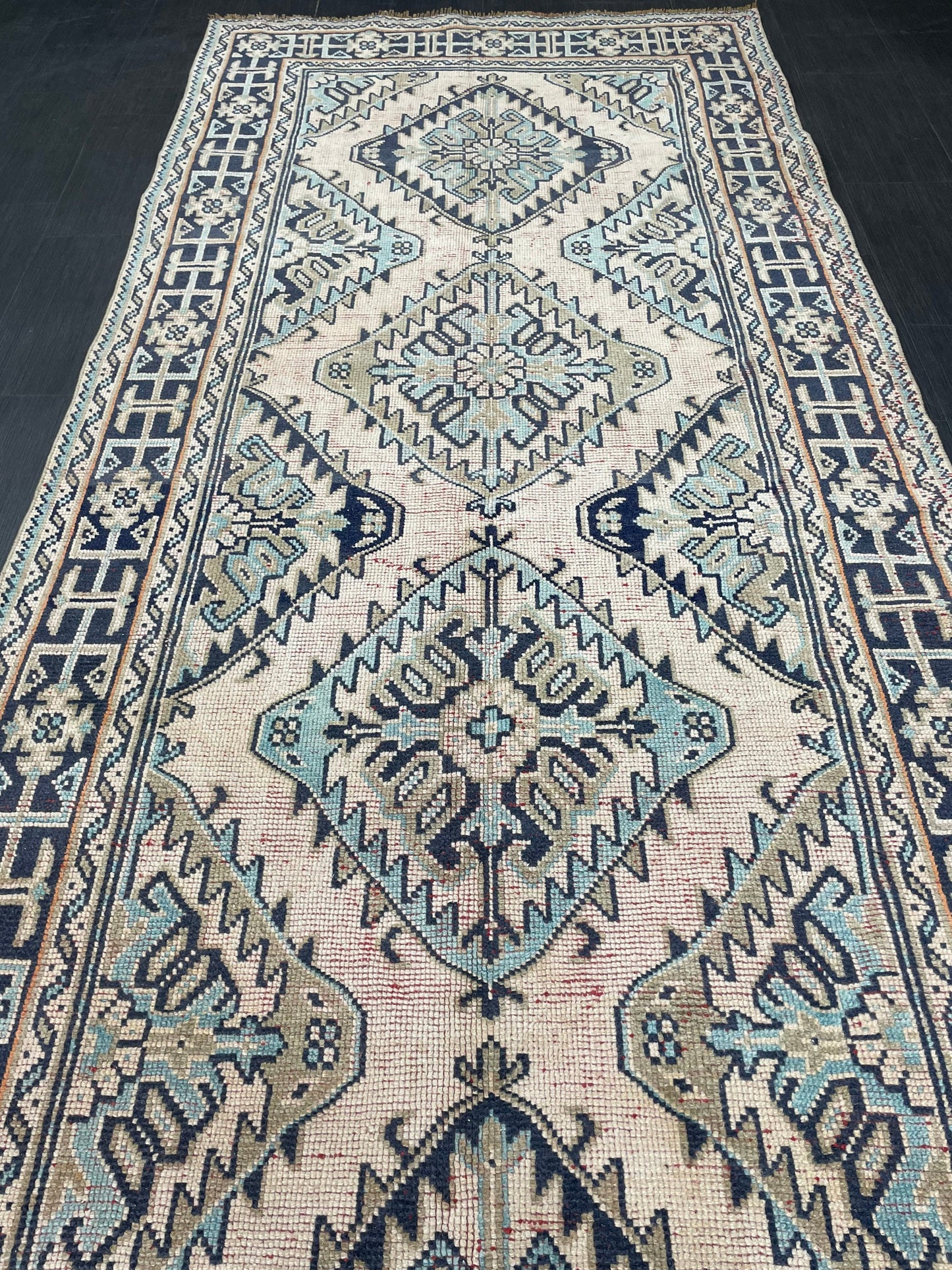 Turkish Runner 4.7 x 12 Oushak Runner Rug Rug Vintage Runner Rug Hallway Runner Rug Kitchen Runner Rug Wool Runner Handmade Runner Rug