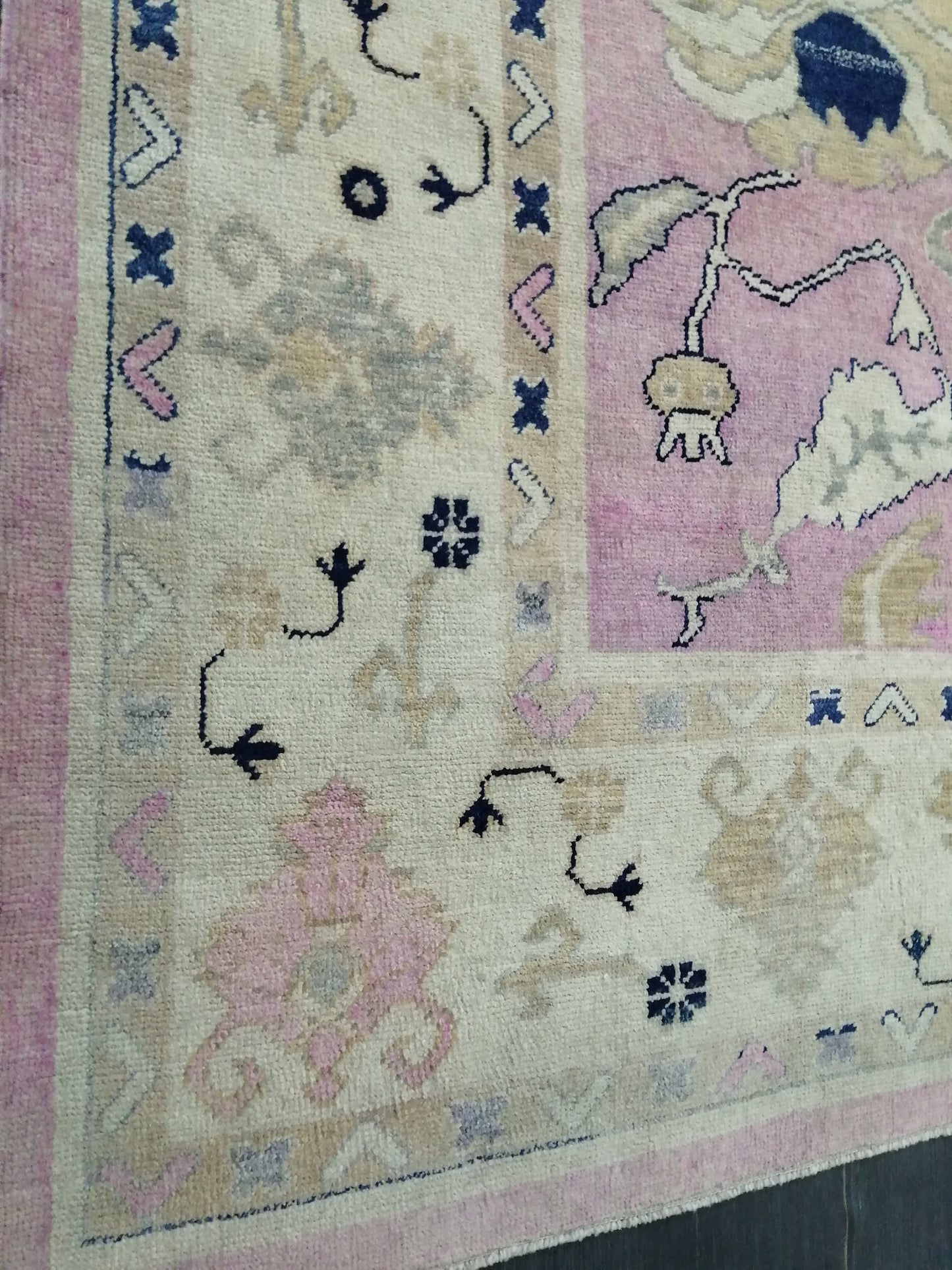 9x11.8 OUSHAK RUG, TURKISH Oushak Rug, Vintage Oushak  Rug, Rug, Wool Vintage Rug Hand Made Rugs, Made In Turkey Oushak Rug, 9x12 high Pile