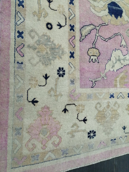 9x11.8 OUSHAK RUG, TURKISH Oushak Rug, Vintage Oushak  Rug, Rug, Wool Vintage Rug Hand Made Rugs, Made In Turkey Oushak Rug, 9x12 high Pile