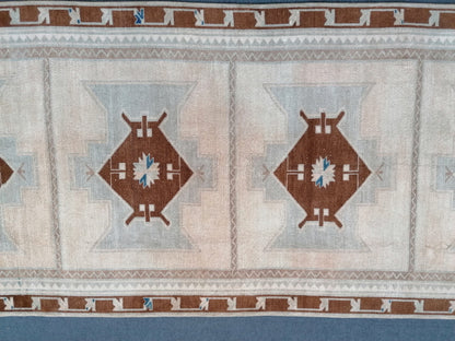 Muted oushak runner 10x4 vintage runner rug hallway runner rug kitchen runner rug wool runner rug wool oushak rug