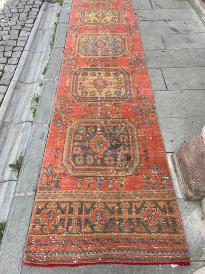 Long Vintage Runner Stairs Runner Rug 2.6 x 22.3 Handmade Runner Rug XL Oriental Runner Rug Staircase Hand Knotted Runner rug