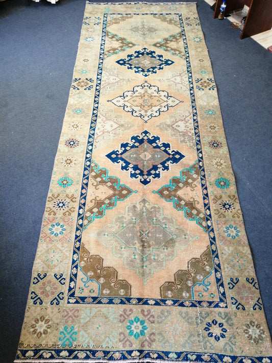13 x 4.8 Runner Oushak Runner Rug, Turkish Runner Rug, Vintage Runner Rug, Hallway Runner Rug, Kitchen Runner Rug Wool Runner Rug