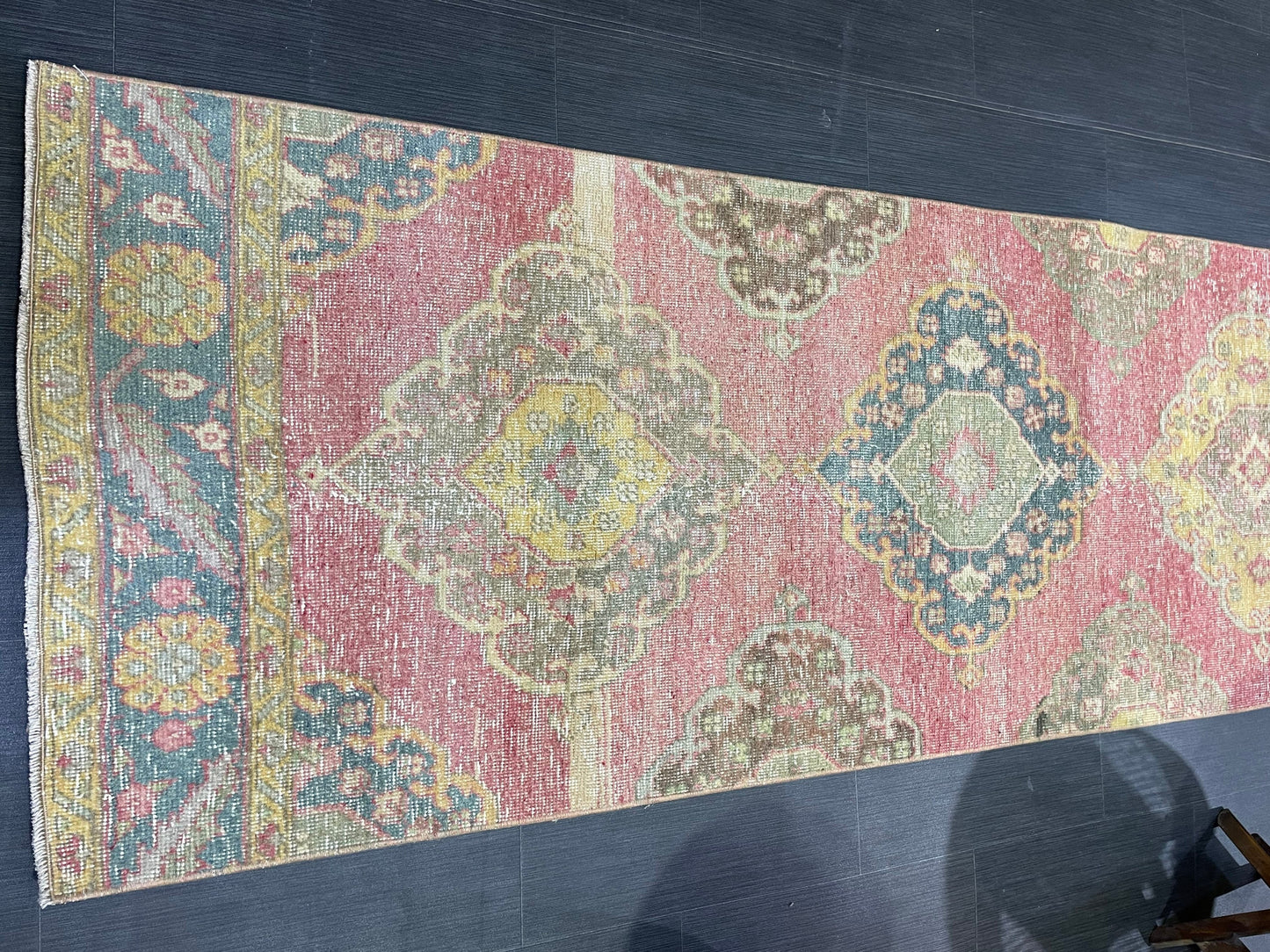 Vintage Runner Rug, Handmade 2.9 x 12.8 Runner Rug, Turkish Runner Rug, Hallway Runner Rug, Persian Kitchen Runner Rug, Hand Knotted Runner