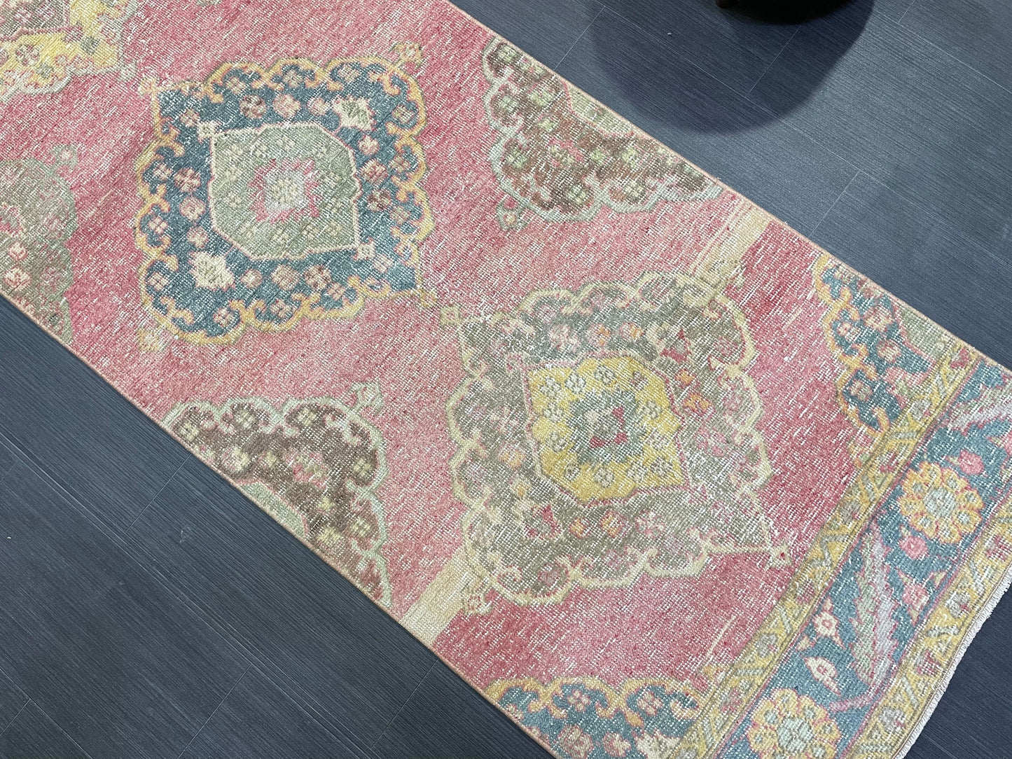 Vintage Runner Rug, Handmade 2.9 x 12.8 Runner Rug, Turkish Runner Rug, Hallway Runner Rug, Persian Kitchen Runner Rug, Hand Knotted Runner