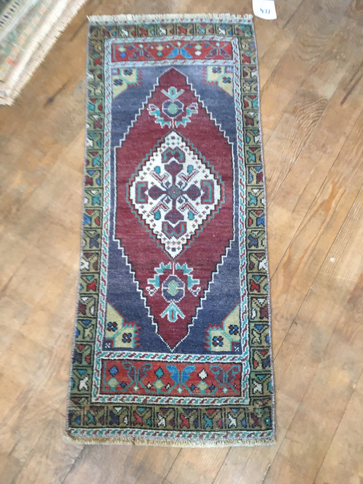 1.5x3.4 feet handmade claret red kitchen mini floor rug, turkish wool grey bedroom area mini rug, small oushak rug,vintage bathroom tiny rug