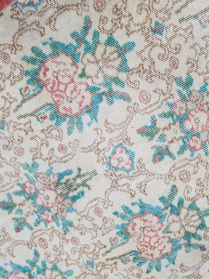 3.8 x 6.4 Oushak turkish rug, vintage rug, Distressed kitchen rug - vintage anatolian handmade rug