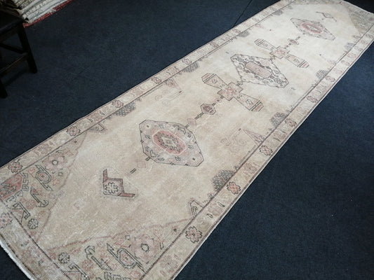 3.2 x 12 Oushak Runner Rug Blue Turkish Runner Rug Vintage Runner Rug Hallway Runner Rug Kitchen Runner Rug Wool Runner Rug Wool Oushak Rug