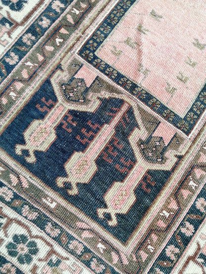 5 x 3.4 OUSHAK RUG TURKISH Oushak Rugs Vintage Oushak Runner Rug Vintage Runner Rug Wool Oushak Rug Hand Made Rugs Vintage Turkish Rug