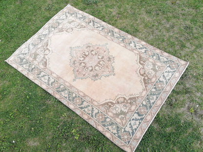 Natural handmade wool rug 3'5x5'4 living room rug, bohemian rug, vintage rug,oushak rug, entery rug