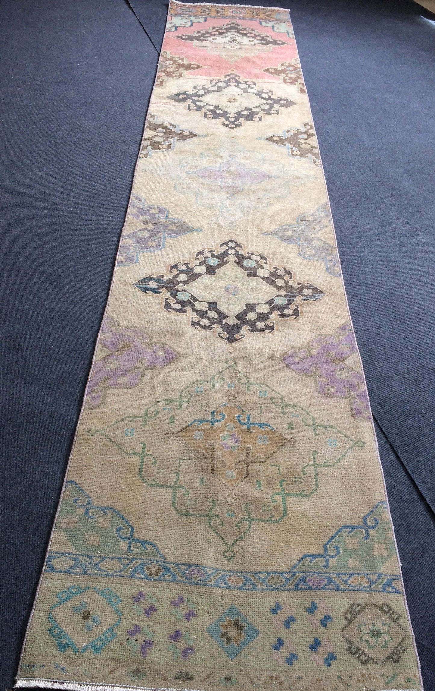 13.5 x 2.7 Turkish Runner Vintage Runner Rug Oushak Rug Runner Boho Runner Rugs Wool Runner Rug Hand Made