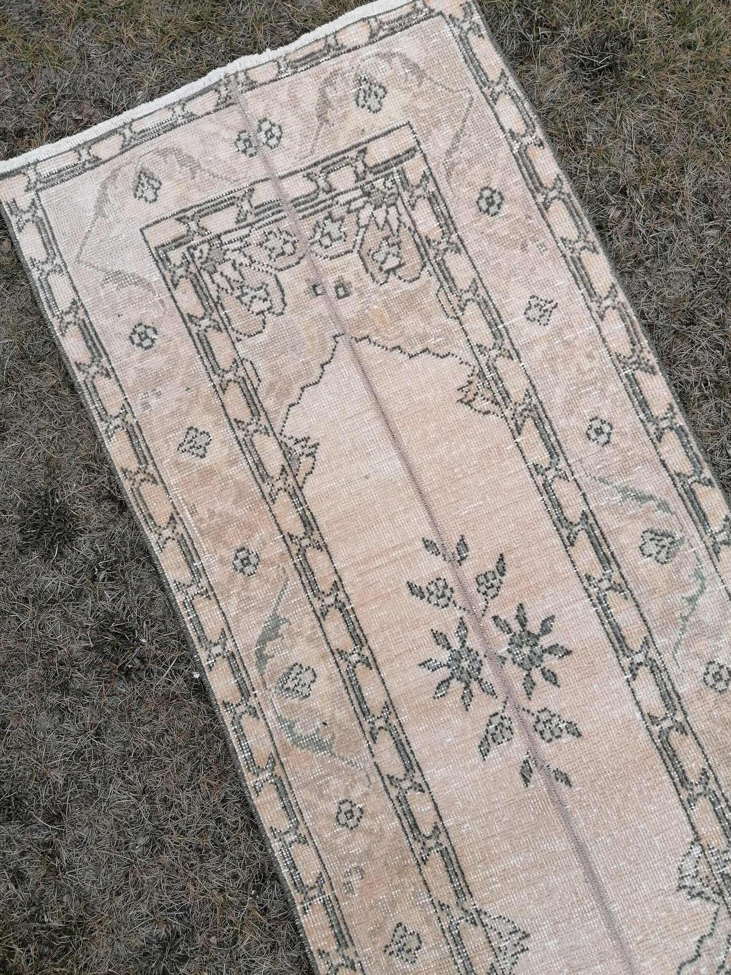 2 x 13 Runner rug patchwork runner, vintage hallway runner rug, Distressed Runner