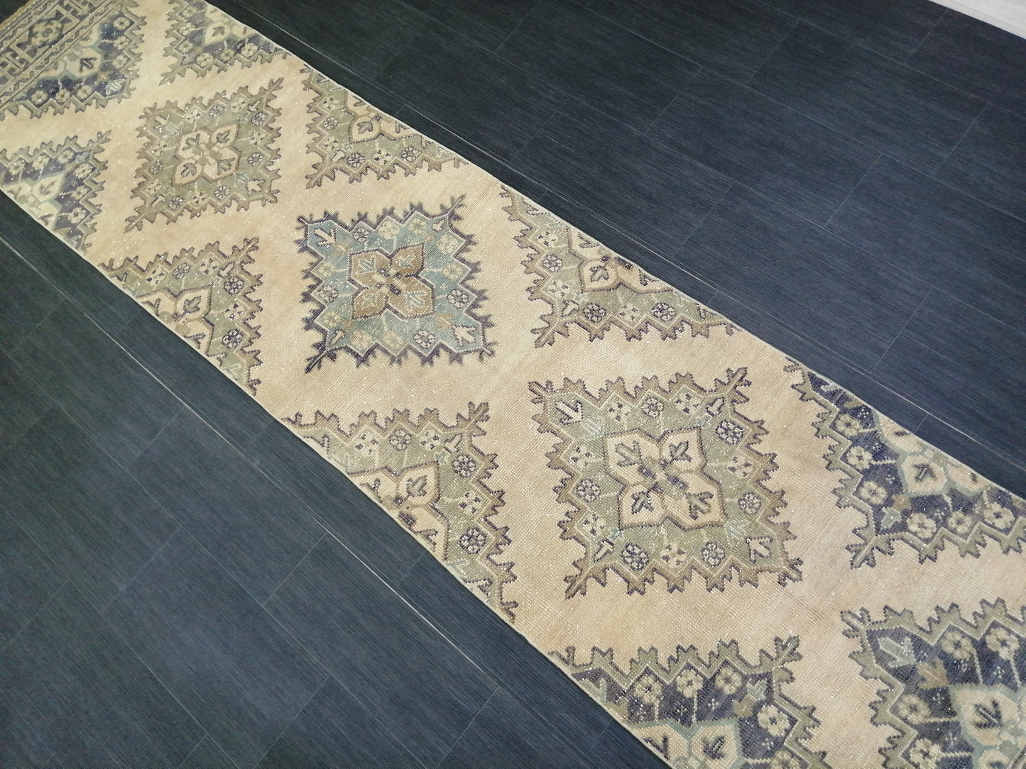 2.6 x 11.4 Oushak Runner Rug Turkish Runner Rug Muted Vintage Runner Rug Hallway Runner Rug Kitchen Runner Rug Wool Staircase Runner Rug