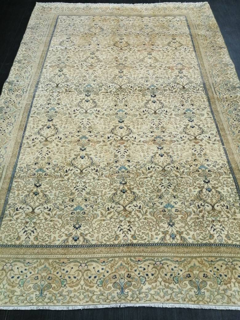 Fine Knotted OUSHAK RUG 6.2 x 9.6 TURKISH Rug Vintage Oushak Rug Vintage Oriental Rug Wool Persian Rug Hand Made Rug