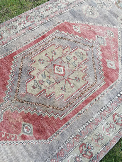 8'8x4'3 vintage rug, vintage oushak rug, unique hand made rug, kitchen area rug, bohemian traditional rug
